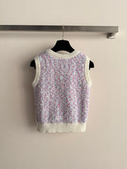 Gold Thread Knit Sleeveless Vest