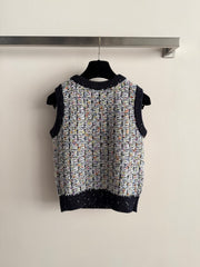 Gold Thread Knit Sleeveless Vest