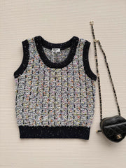 Gold Thread Knit Sleeveless Vest