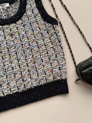 Gold Thread Knit Sleeveless Vest