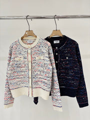 Mixed-color knit cardigan
