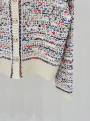 Mixed-color knit cardigan