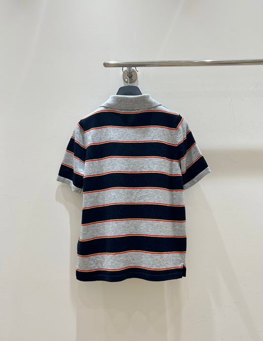 Color-blocked striped short-sleeved shirt