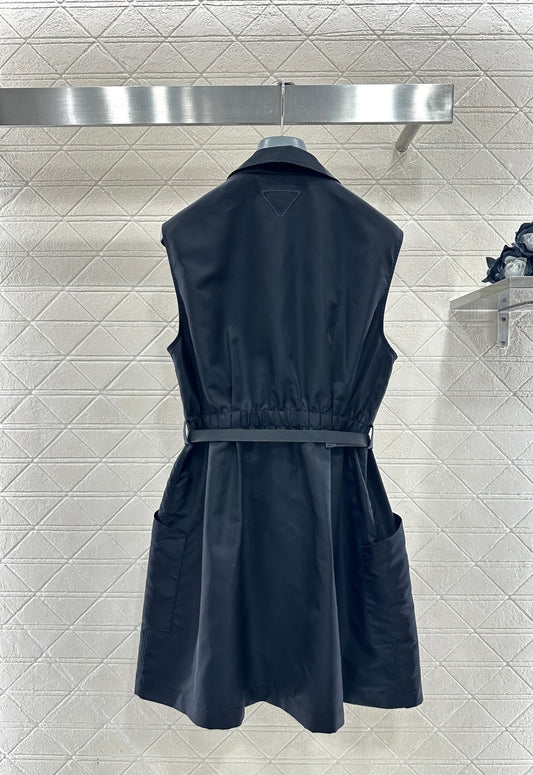Collared Belt Vest Dress