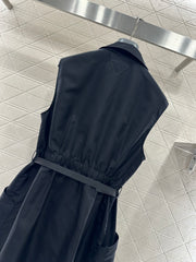 Collared Belt Vest Dress