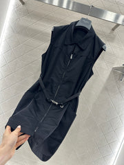 Collared Belt Vest Dress