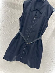 Collared Belt Vest Dress