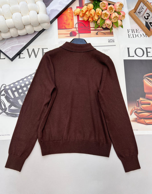 Polo collar knit sweater