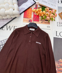 Polo collar knit sweater