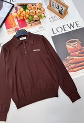Polo collar knit sweater