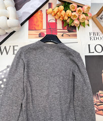 Three-Button Crew Neck Wool Knit Sweater