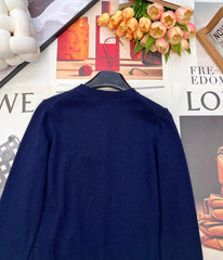 Three-Button Crew Neck Wool Knit Sweater