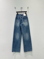 Handcrafted rhinestone-embellished jeans