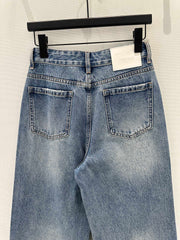 Handcrafted rhinestone-embellished jeans