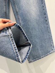 Handcrafted rhinestone-embellished jeans