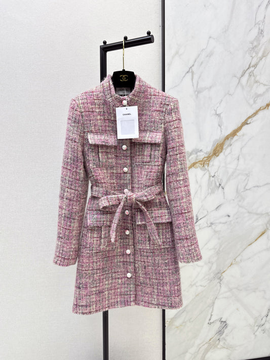 Plaid Tweed Collared Dress