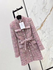 Plaid Tweed Collared Dress