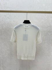 simple round neck knit short-sleeved top