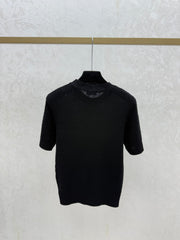 simple round neck knit short-sleeved top