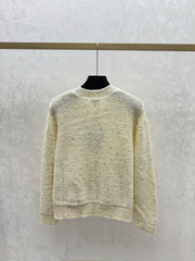 Color-blocked cardigan with gold and silver thread