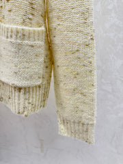 Color-blocked cardigan with gold and silver thread