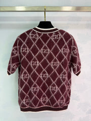 Burgundy Knit Short-Sleeve Cardigan