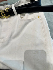 Custom-made diamond-patterned jeans