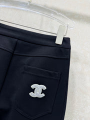 High-waisted flared trousers