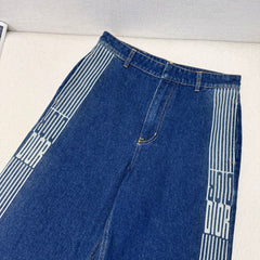 Double-sided jacquard straight-leg jeans