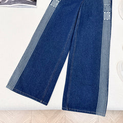 Double-sided jacquard straight-leg jeans