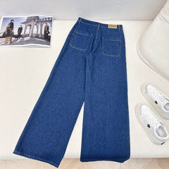 Double-sided jacquard straight-leg jeans