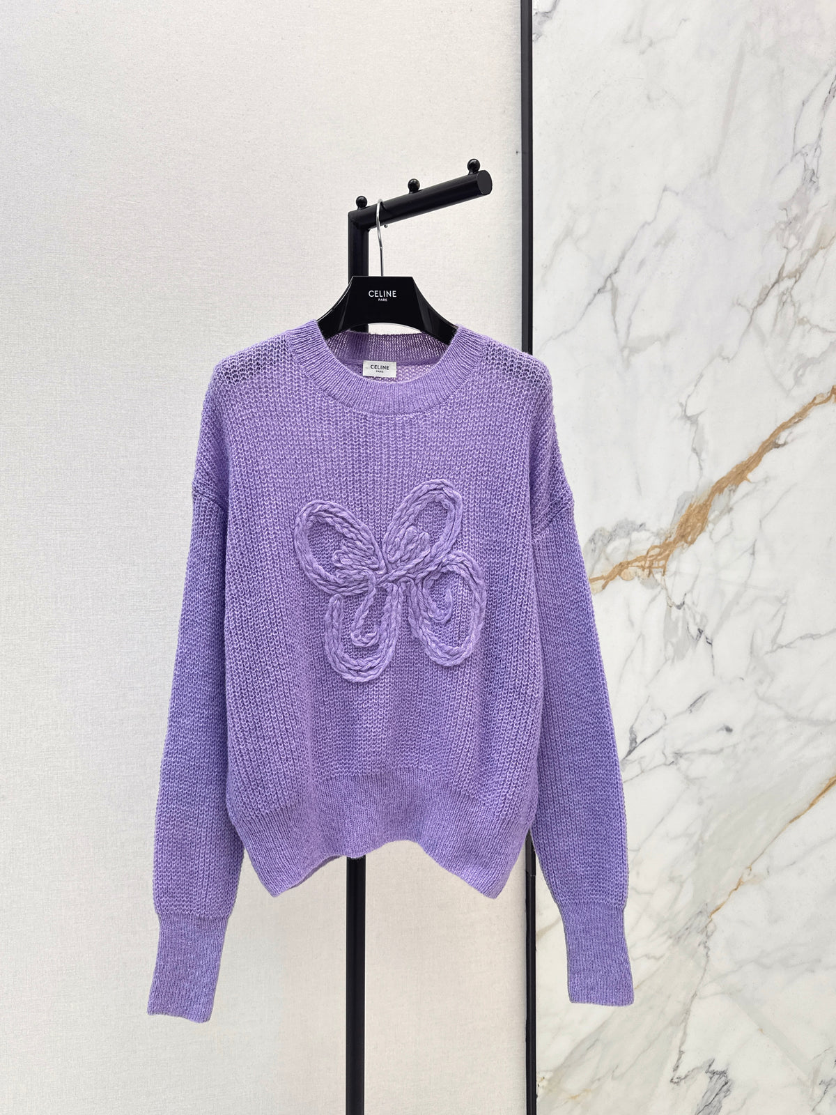 Dreamy Purple Crew Neck Knit Pullover Sweater