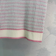 Color-blocked striped knit short-sleeved top