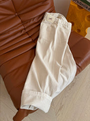 Jeans with leather patch detailing