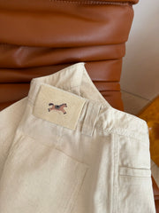 Jeans with leather patch detailing