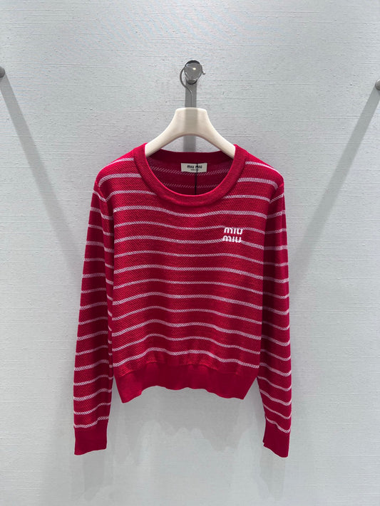 Color-blocked striped knit sweater