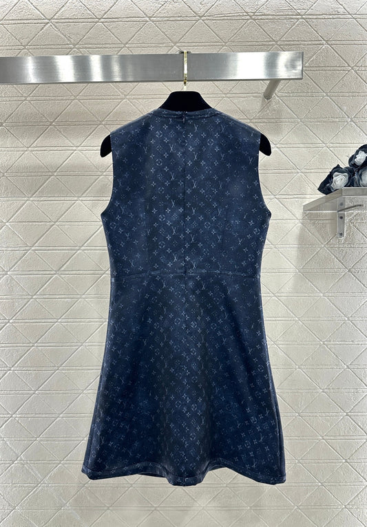 Printed Button-Down Vest Dress