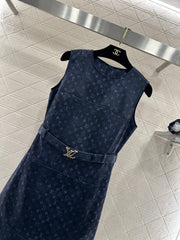 Printed Belt Vest Dress