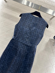 Printed Belt Vest Dress