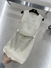 Printed Belt Vest Dress
