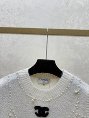 Solid Color Heavy-Duty Beaded Crew Neck Knit Vest
