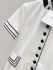 Stand-up collar belted dress