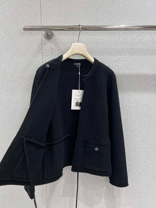 Drawstring Waist-cinching Knit Cardigan