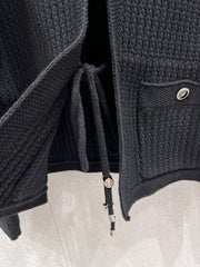 Drawstring Waist-cinching Knit Cardigan