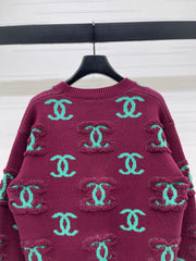 V-neck long-sleeved knit cardigan