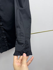 Ruffled trim long-sleeved shirt