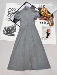 Grey Dress with Bow Tie
