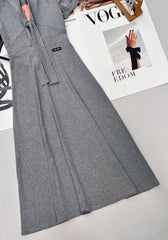 Grey Dress with Bow Tie