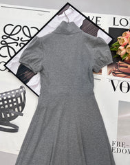 Grey Dress with Bow Tie