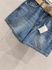 Embroidered and Rhinestone Denim Shorts